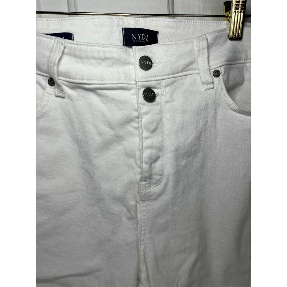 NYDJ Briella Shorts Womens 16 White Roll Cuff High Rise Lift Tuck Denim